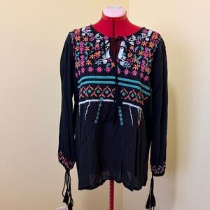 Embroidered Black Women's Top